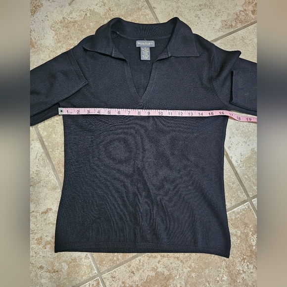 Banana Republic Women’s Medium Black Silk Blend Polo Collar Knit Sweater Top - Picture 5 of 6